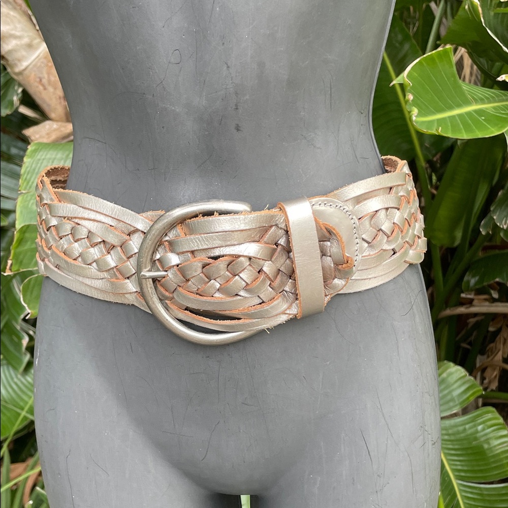 Wide woven, silver statement, belt